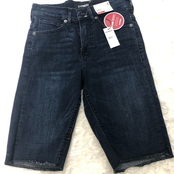 Express Bermuda high rise denim shorts new